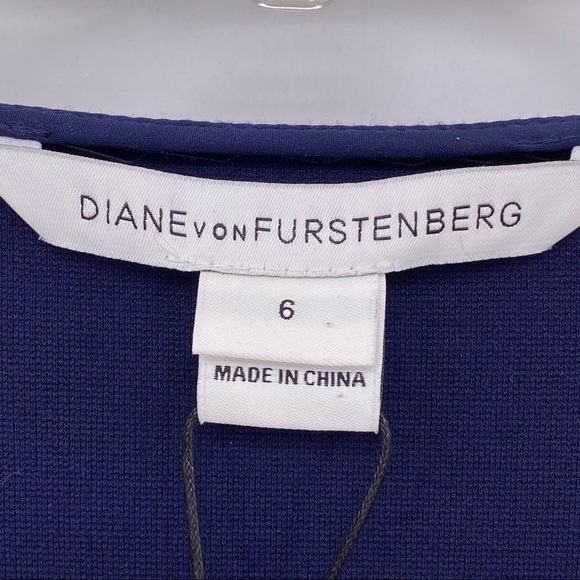Diane Von Furstenburg Leora Stretch-Crepe Dress Navy Women’s Size 6 - Picture 14 of 16